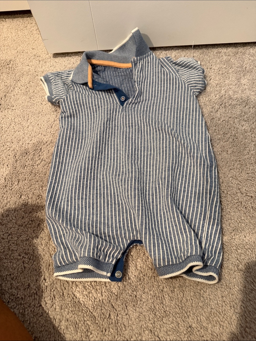 Striped Blue & White Baby Romper